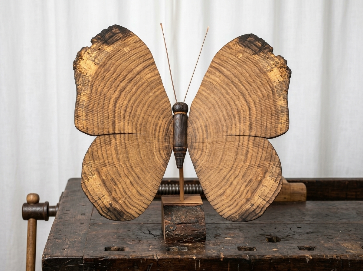 Schmetterling aus Eichenholz, Ansicht 2