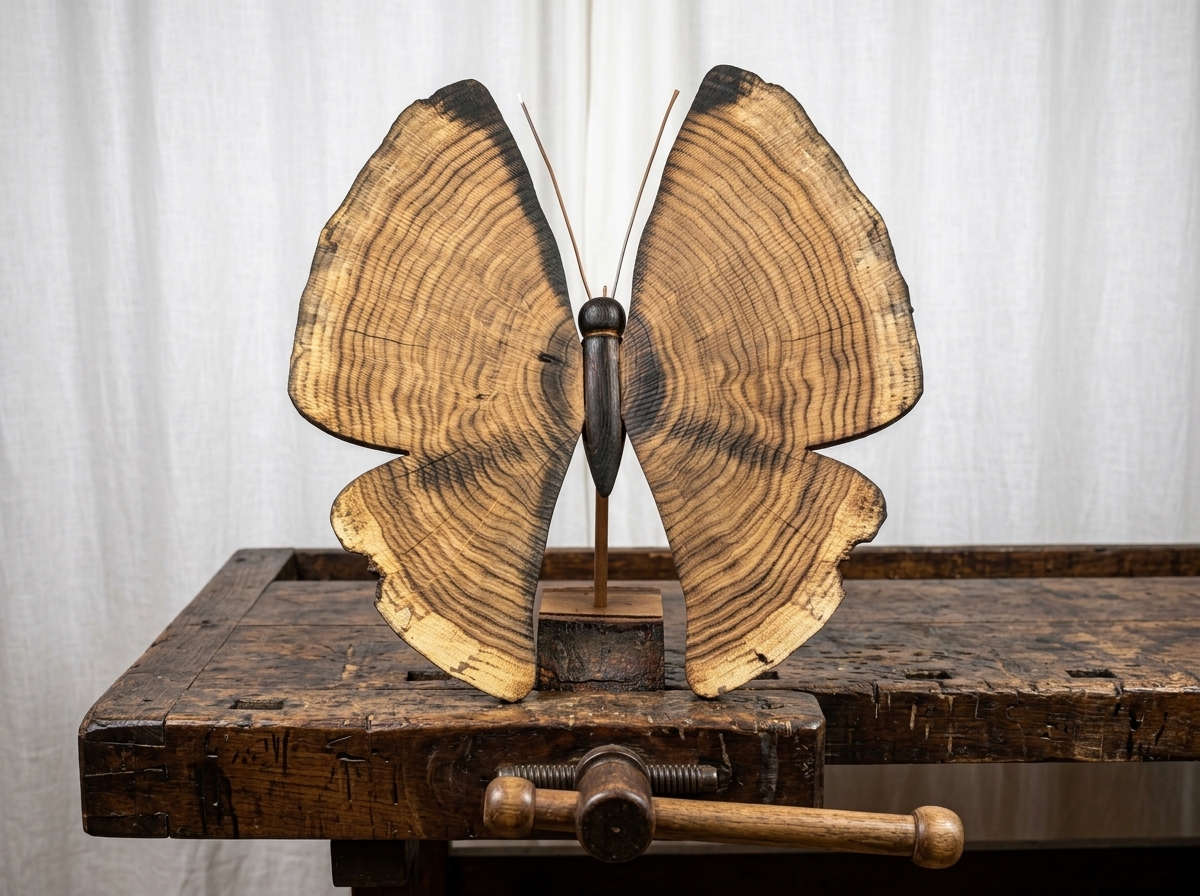 Schmetterling aus Eichenholz, Ansicht 3